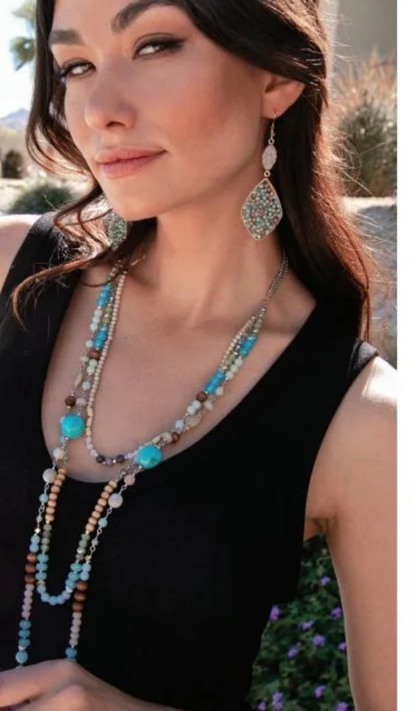 NWT Park Lane Olive Necklace w/ Genuine Tiger Eye + Amazonite